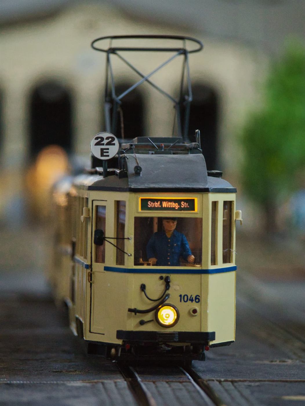 Historische Modell-Straßenbahn der Linie 22E
